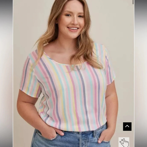 Torrid Abbey Rayon Slub Top Size 1 | striped | colorful | pastel | - Picture 3 of 6